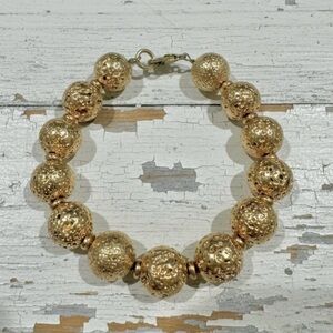 Textured Gold Lava Stone & Hematite Beaded Bracelet